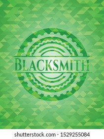 Blacksmith green mosaic emblem. Vector Illustration. Detailed.