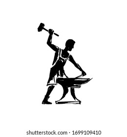 Blacksmith with a hammer and anvil.