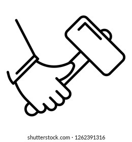 Blacksmith hammer icon. Outline blacksmith hammer vector icon for web design isolated on white background
