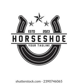blacksmith horseshoe stable logo vector illustration design. Horseshoe Logo, Cowboy Horse Vector, Icon Design Symbol Template