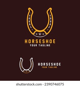 herrero herrero herradura estable logo diseño de ilustración vectorial. Logotipo de herradura, vector de caballos de Cowboy, plantilla de símbolos de diseño de iconos