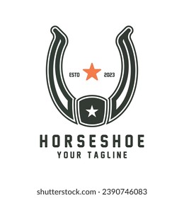 blacksmith horseshoe stable logo vector illustration design. Horseshoe Logo, Cowboy Horse Vector, Icon Design Symbol Template