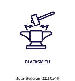 blacksmith icon from cultures collection. Thin linear blacksmith, smith, craft outline icon isolated on white background. Line vector blacksmith sign, symbol for web and mobile