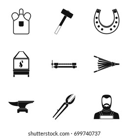 Blacksmith icon set. Simple set of 9 blacksmith vector icons for web isolated on white background