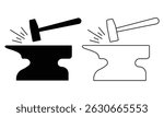 Blacksmith icon vector. Anvil and hammer vector. Silhouette of Anvil, hammer symbol and image. Vector illustration.