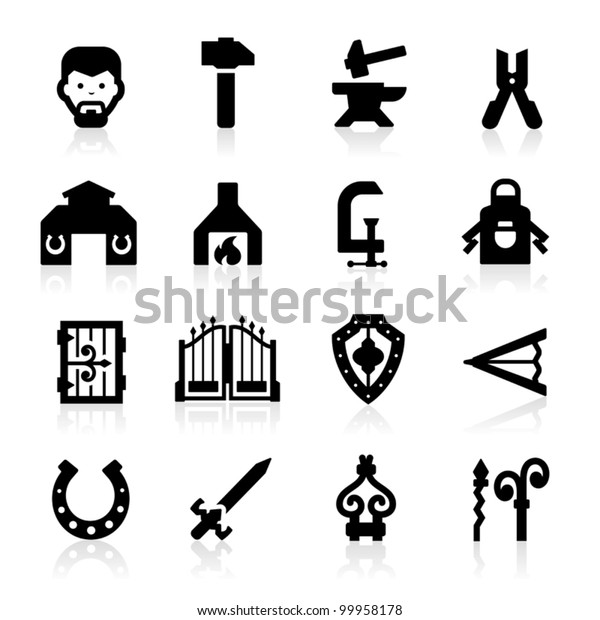 Blacksmith icons set - elegant\
series