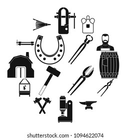 Blacksmith icons set. Simple illustration of 16 blacksmith vector icons for web