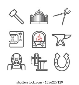 Blacksmith icons set. Vector signs for web graphics.