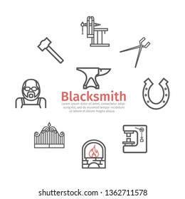 Blacksmith icons set. Vector signs for web graphics.