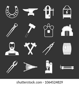 Blacksmith icons set vector white isolated on grey background 