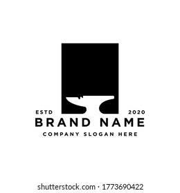 Blacksmith Iron Anvil Forge Foundry vintage retro logo design