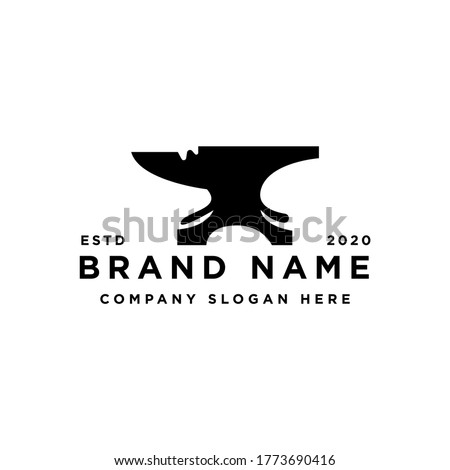 Blacksmith Iron Anvil Forge Foundry vintage retro logo design
