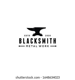
Blacksmith Iron Anvil Foundry vintage retro logo design
