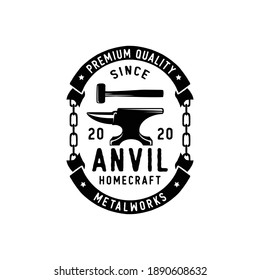 Blacksmith Iron Anvil Foundry Vintage Logo Design