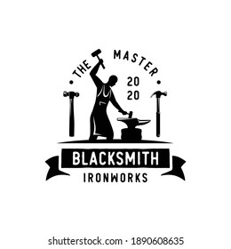 Blacksmith Iron Anvil Foundry Vintage Logo Design