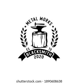 Blacksmith Iron Anvil Foundry Vintage Logo Design