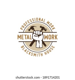 Blacksmith Iron Anvil Foundry Vintage Logo Design