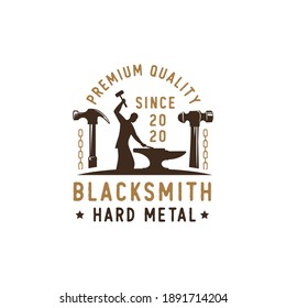 Blacksmith Iron Anvil Foundry Vintage Logo Design