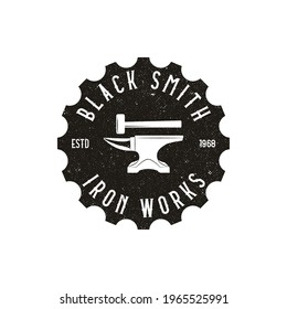 Blacksmith Iron Anvil Foundry Vintage Retro Logo Design