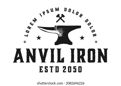 
Blacksmith Iron Anvil Foundry vintage retro logo design