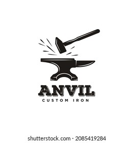 Blacksmith Iron Anvil Foundry Vintage Retro Logo Design