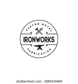 Blacksmith Iron Anvil Foundry Vintage Retro Logo Design