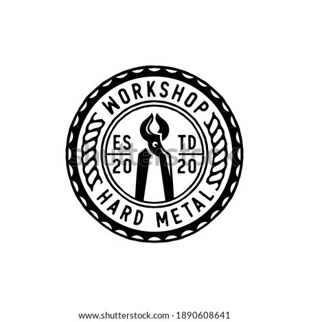 Blacksmith iron anvil foundry vintage logo design