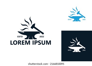 Blacksmith, iron work logo template design vector
