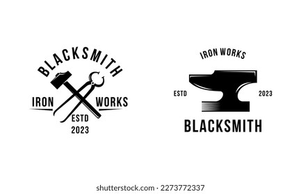Emblemas de herrería y hierro para el diseño del logotipo