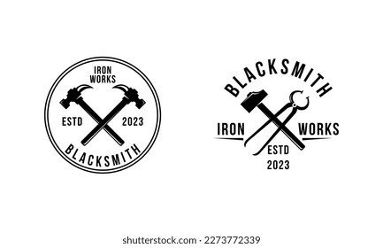 Emblemas de herrería y hierro para el diseño del logotipo