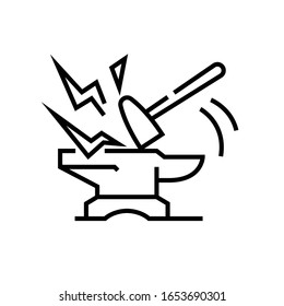 Blacksmith line icon, concept sign, outline vector illustration, linear symbol.