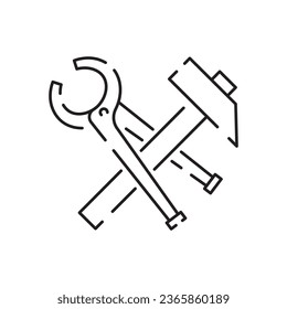 Blacksmith line icon. Flat line icon. Metal work sign. Outline sign for mobile concept and web design, store