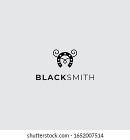 Blacksmith logo, abstract minimalism light logo design for your brand, template, sign, symbol, icon