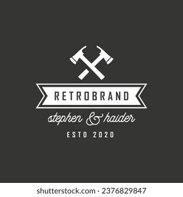Blacksmith logo design, black background ribbon vector