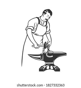 Blacksmith Logo Design. Modern Design. Vector illustration. Black and white vector object.