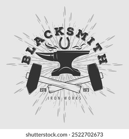 Blacksmith logo design template. Vector illustration