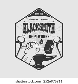 Blacksmith logo design template. Vector illustration