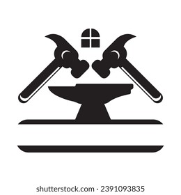Blacksmith logo icon design vector illustration.