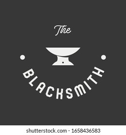 Blacksmith logo set with hammers, anvil, pliers. Forge workshop. Vector.