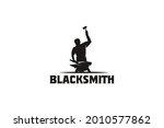 blacksmith logo vector silhouette,black background