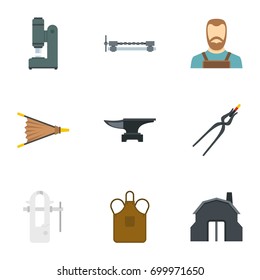 Blacksmith man icon set. Flat set of 9 blacksmith man vector icons for web isolated on white background