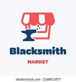 Blacksmith And Market Logo In Modern Style. With A White Background