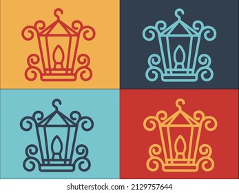 Blacksmith Metal Lamp Logo Template, Simple Flat Icon of blacksmith,forging,metal