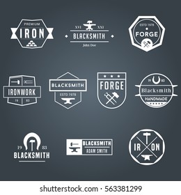 Blacksmith Metalsmith Vector Badges White Logos Set