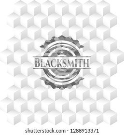 Blacksmith realistic grey emblem with cube white background