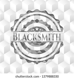 Blacksmith realistic grey emblem with cube white background