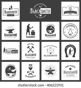 Blacksmith. Set of vintage typography posters, labels and prints. 