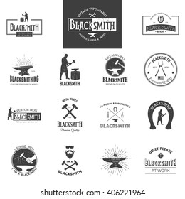 Blacksmith. Set of vintage typography posters, labels and prints. 