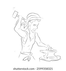blacksmith sketch vector illustration on white background
