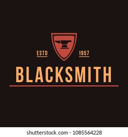 Blacksmith smith union shoer anvil logo set. Smith allince logos. Heavy industry.